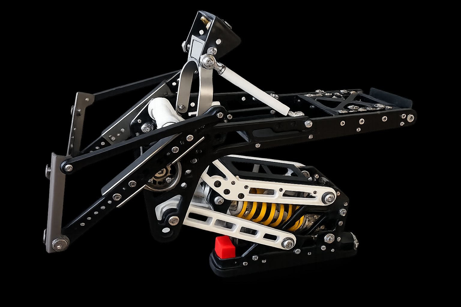 KBG DWC sitski chassis with rising-rate progressive suspension linkage